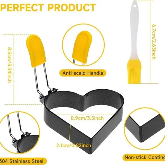 Egg Ring for Frying Eggs and English Muffin - Round Egg Shaper Mold with Anti-sc - Picture 2 of 7